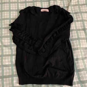 philosophy ruffle black top